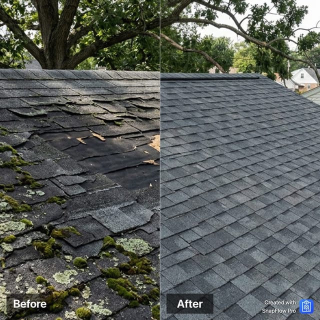 Example Before and After composite for a roofing project
