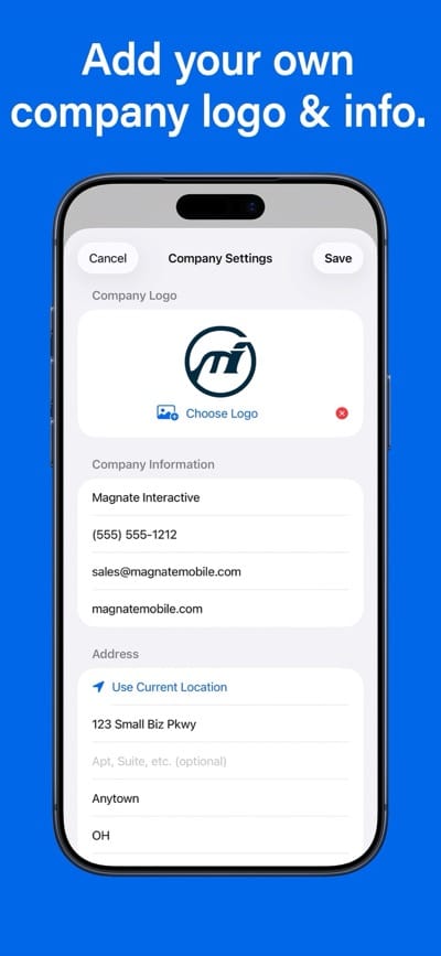 ProofRoll screenshot showing custom branding with company logo